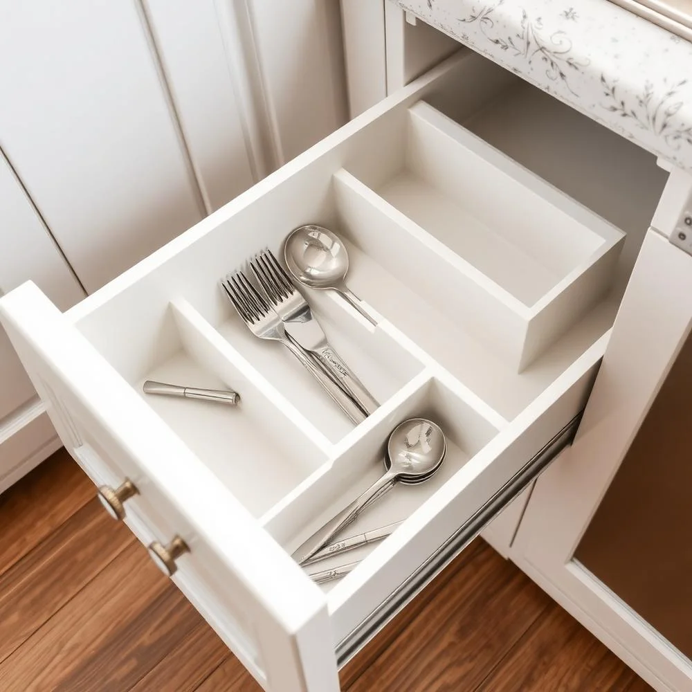 Gaveta de cozinha planejada com divisórias para talheres