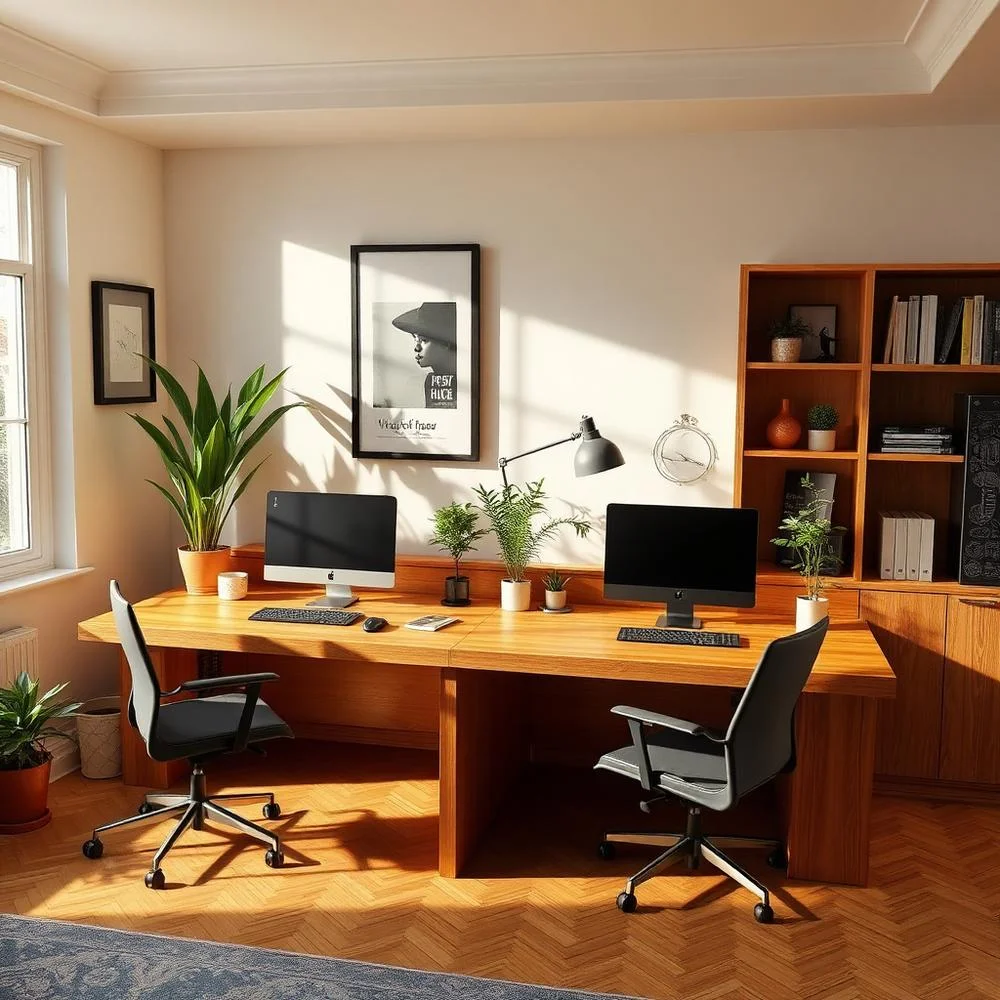 Bancada planejada para dois postos de trabalho em home office